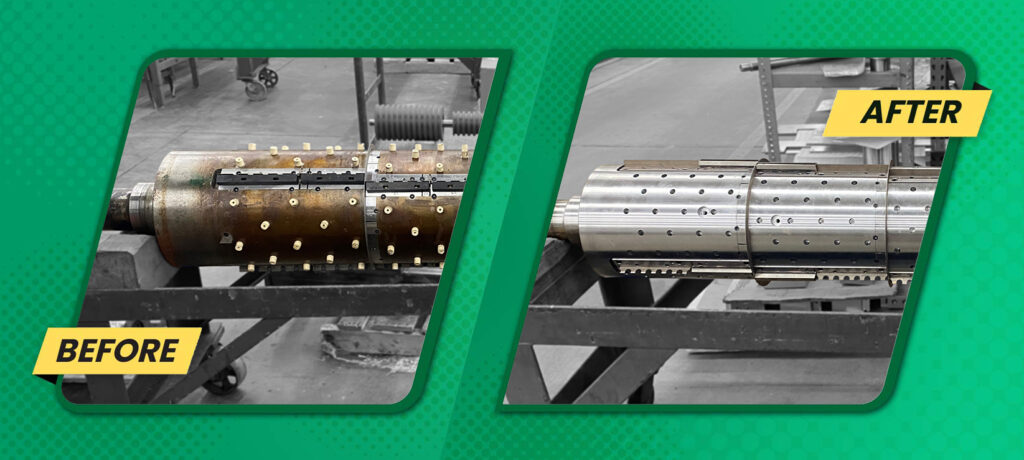 Pattern Shingle Cutting Cylinder Refurbishment Before and After