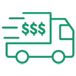 icon with freight truck and dollar signs