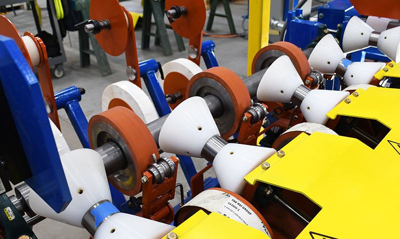 taping unit as part of winding equipment for modified bitumen roofing production